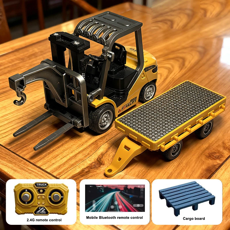 1/64 Mini Camion Escavatore Carrello Elevatore Regali Di Natale Per Bambini ragazzi 1/64 RC Carrello Elevatore Mini In Lega Giocattolo Da Tavolo Pressofuso Gioco Da Tavolo