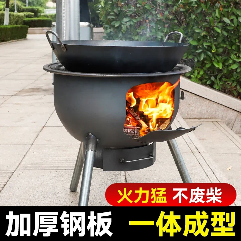 Wood-fired stove for rural firewood use, portable stove for household use