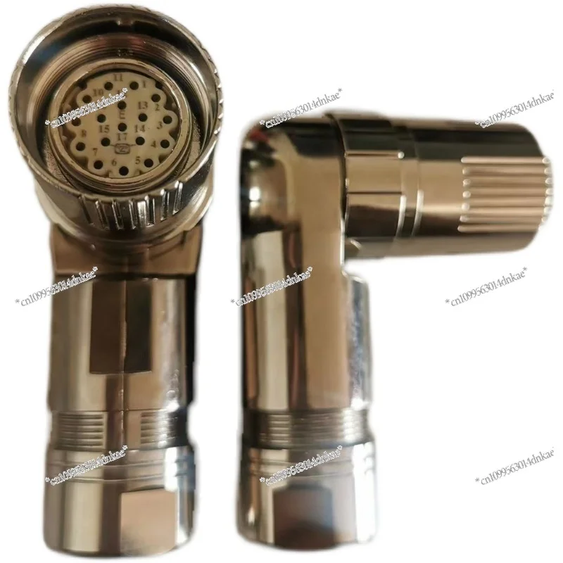 M23 Connector 6, 8, 12, 17, 19 Pin Hole (male and Female) Bend Right Angle 90 Degree Plug for Encoder Socket