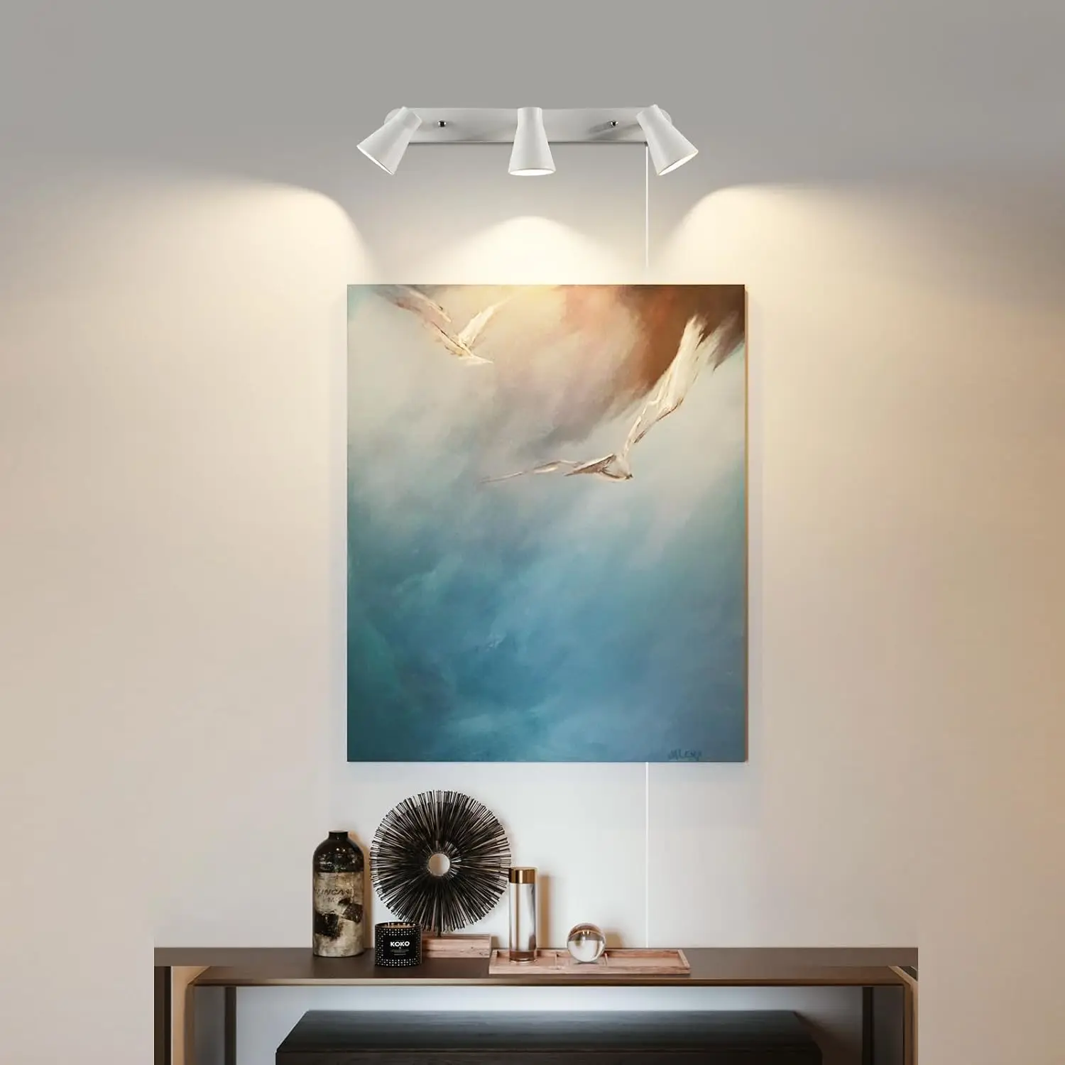 White Modern Ceiling Spotlight, Flexibly Rotatable Complete Light Kits for Kitchen Cabinet Living Room（Bulbs Not Included）