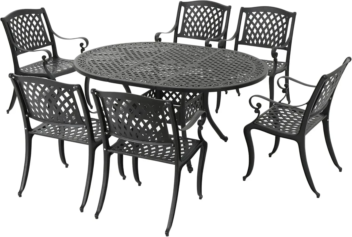 Carysfort Outdoor 7 Piece Sand Finished Aluminum Set with Expandable Dining Table