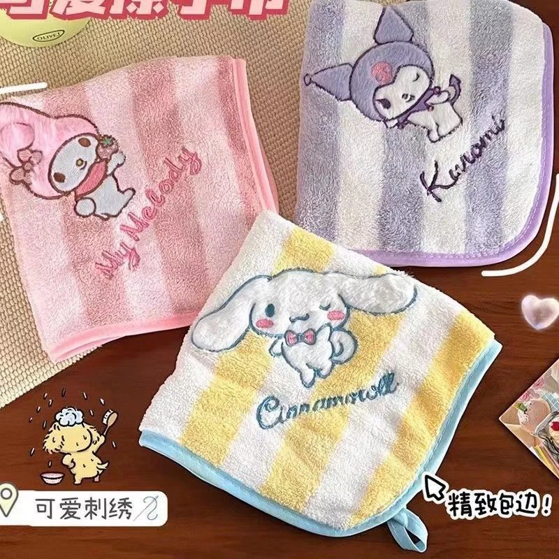 Kawaii Sanrio Kuromi My Melody Face Towel Girl Heart Cartoon Cute Cinnamoroll Anime Children Face Towel Coral Velvet Kid Gift