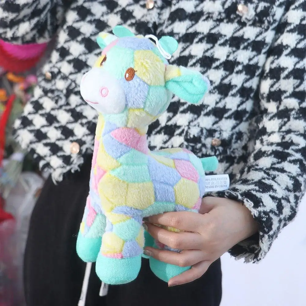 Oreiller en peluche doux pour la décoration intérieure, poupée girafe arc-en-ciel, jouets en peluche, faon au beurre de girafe