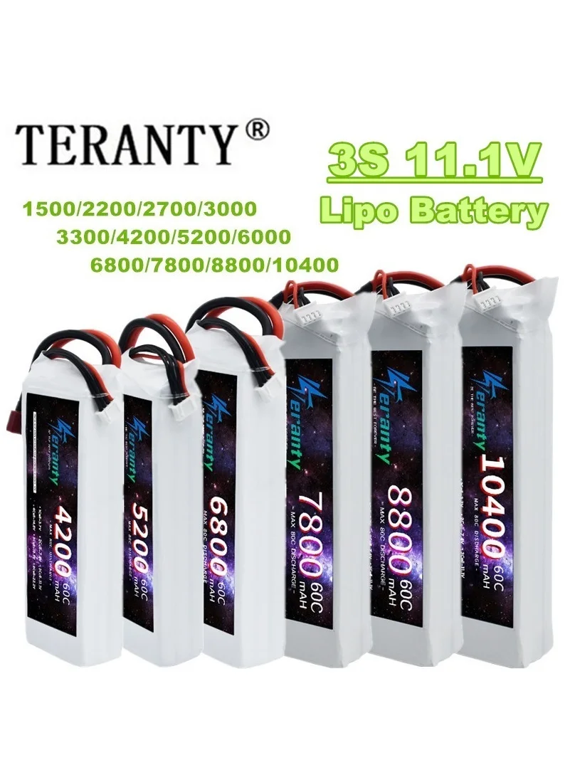 TERANTY 3S Lipo Batterij 11.1V 1500/2200/2700/3000/3300/4200/5200/6000/6800/7800/8800/10400mAh Voor RC Auto Vliegtuig Boot - afbeelding 2