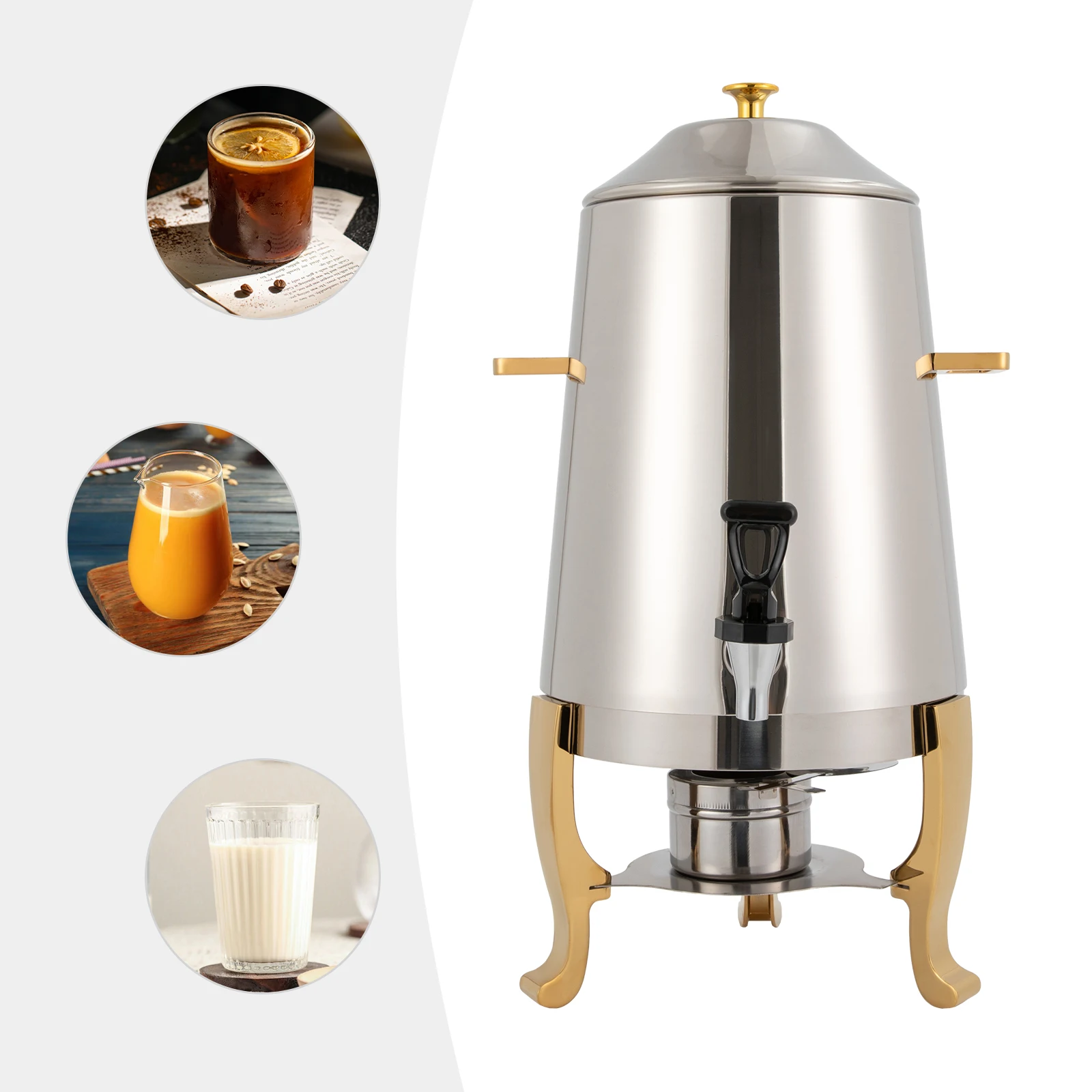 

13L Hot Beverage Dispenser Stainless Steel Hot Drinks Dispenser Juice Coffee Chafer with Two Heating Methods