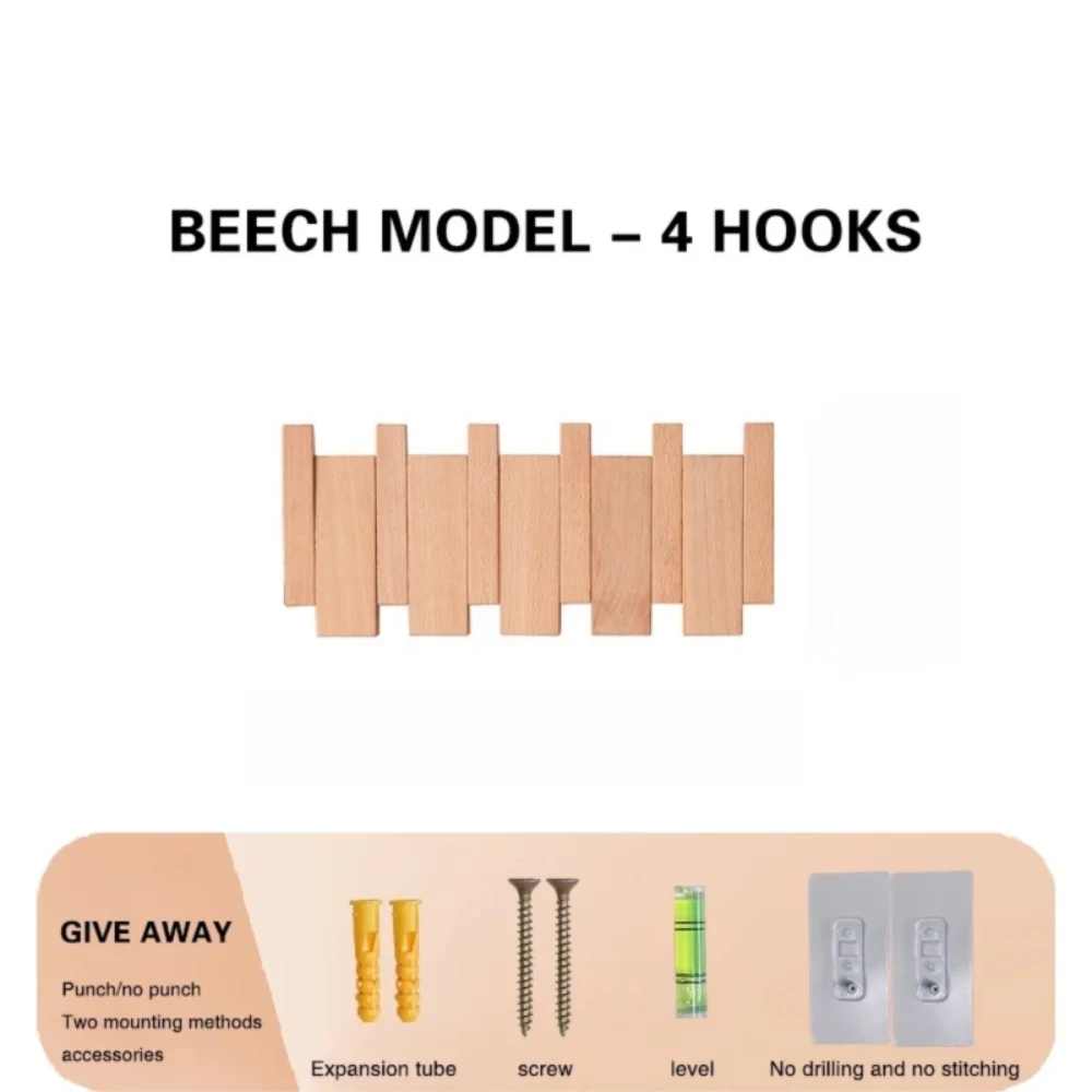 Creatieve wandgemonteerde houten kapstokken Pianosleutelvormige kunst Toegangsdeur Veranda Ophanghaak met 8 haken Kledinghaak Home Decor