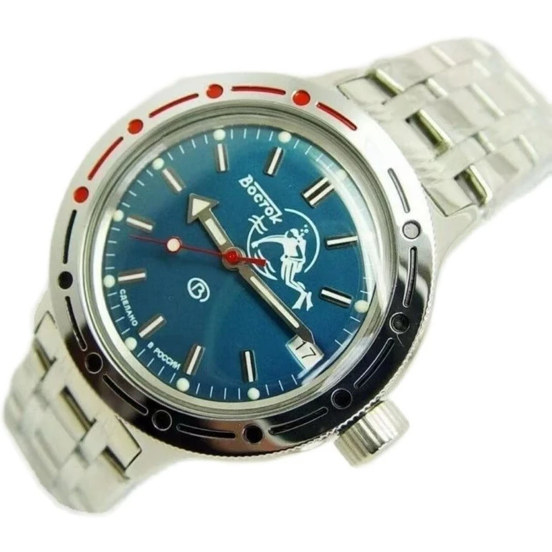 ساعة عسكرية برمائية فروجمان ساعة ميكانيكية أوتوماتيكية للرجال 200 متر مقاومة للماء مضيئة للغوص