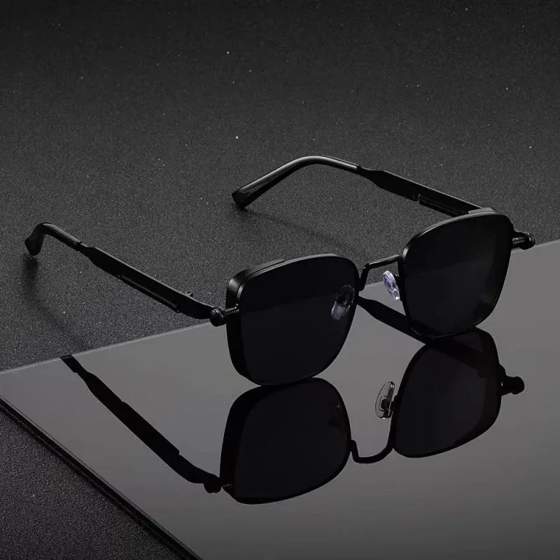 Men Women Vintage Steampunk Square Driving Sunglasses Metal Frame Spring Hinges Trendy Driver Eyepiece Sun Glasses