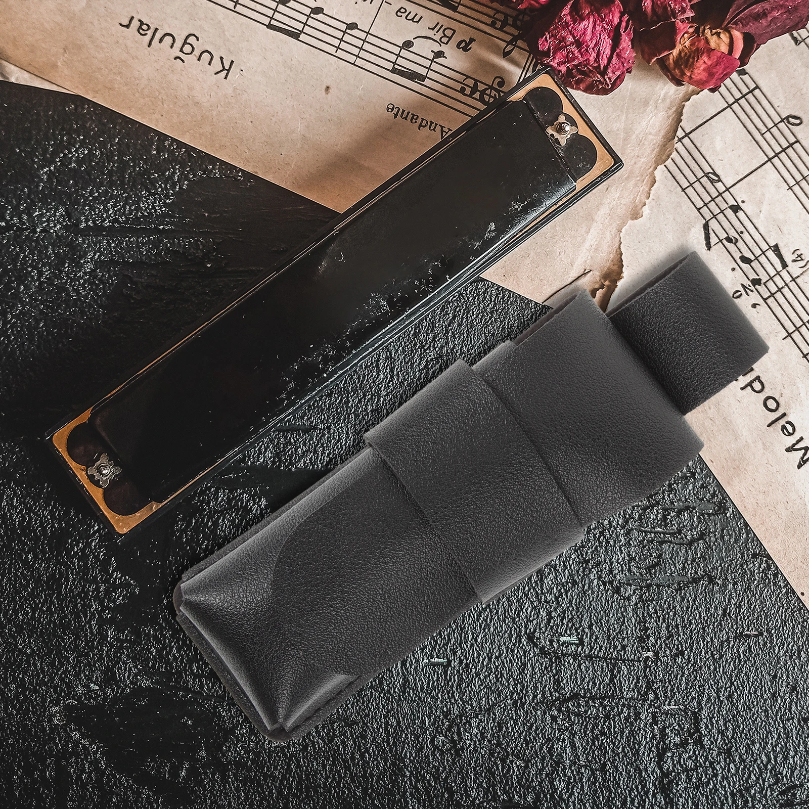 

Harmonica Protective Case Black PU Single Storage Bag Pouch Carry Travel Holder Safe Practical Musical Instrument