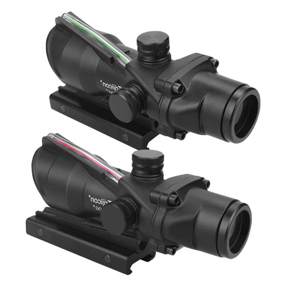 Tactical Optical Sight ACOG 4X32 AR15 Riflescope Hunting Fiber Optics Red Dot Illuminated Chevron Glass Etched Reticle