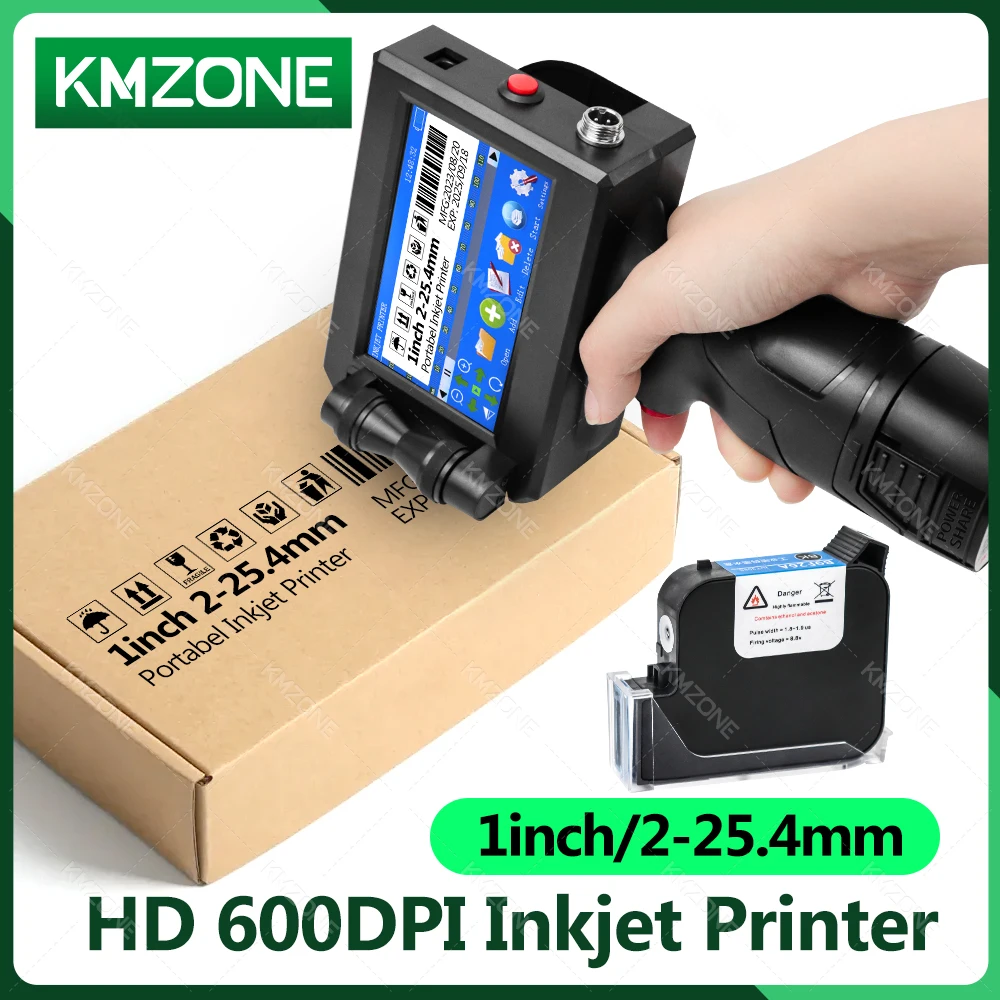 25.4mm Handheld Inkjet Printer Gun Portable For Metal Expiry Date Barcode QR Code Batch Numbers Best Value Logo Printing INKP195