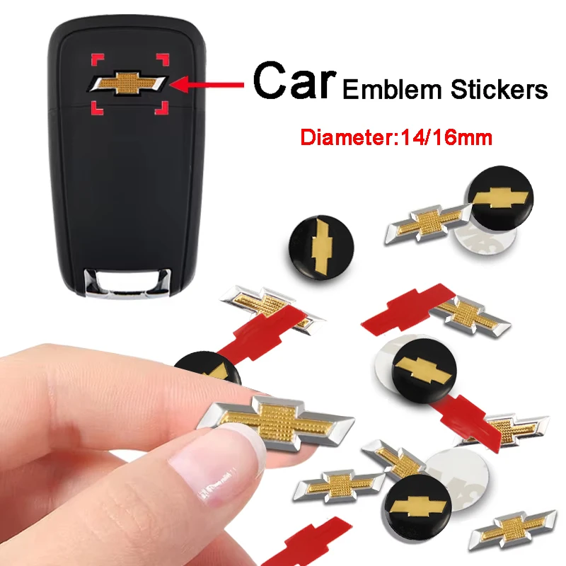 Adesivos de Emblema de Carro em Alumínio 14/16mm para Chevrolet Trax, Camaro, Aveo, Cruze, Sonic, Silverado, Captiva, Equinox