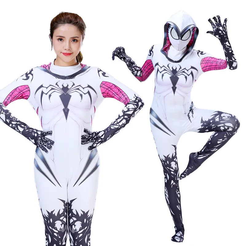 Kids Venom Spiderman Gwen Stacy Cosplay Costume Superhero Boys Bodysuit Girls Jumpsuits Halloween Zenti Mask Party Adult