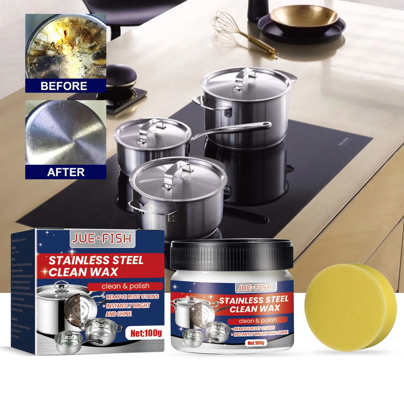 Stainless Steel Cleaning Paste Household Oven Cookware Cleaner Suitable for Range Hoods Burn Marks