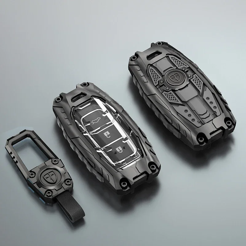 Zinc Alloy Car Key Fob Case Cover Keychain Ring For Hyundai Elantra i30 Venue Palisade Accent Santa Fe Veloster Kona 3
