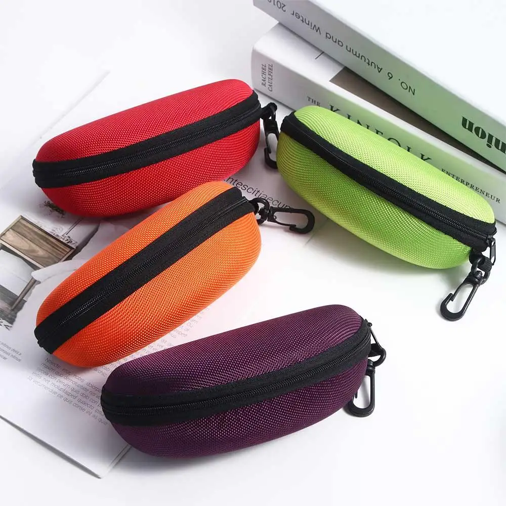 Portable Eyeglasses Protector Case with Hook Men Women Zipper Box Eye Glasses Box Sunglasses Bag Shell Clam Pouch Hard Case