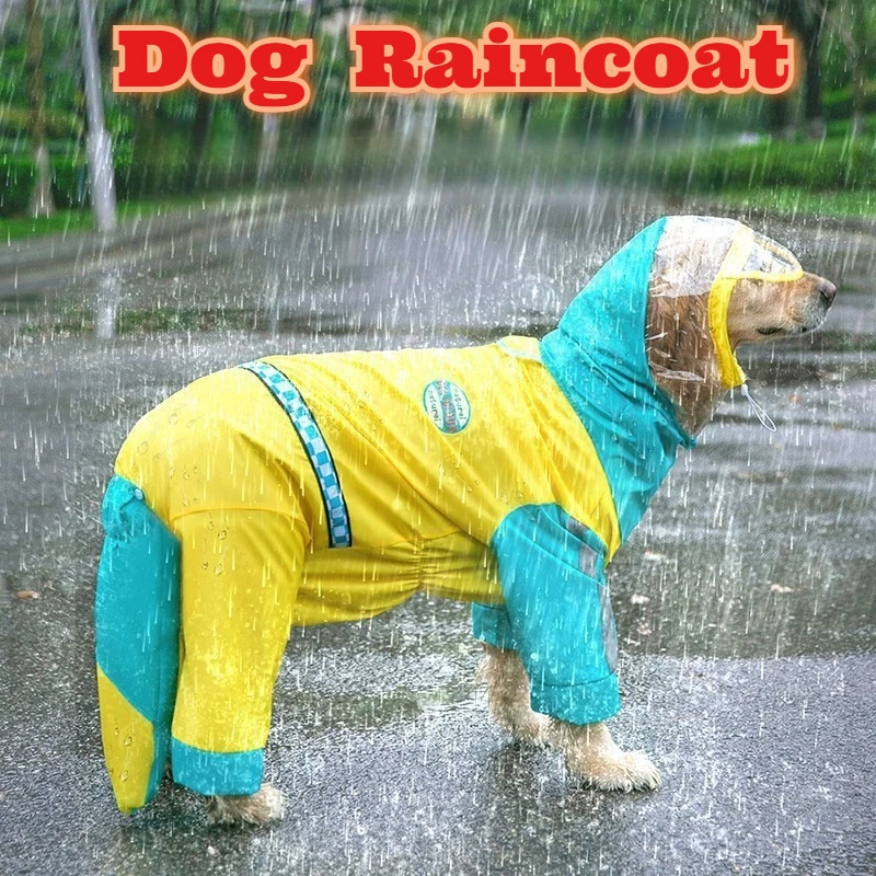

‌Large Dog Raincoat Waterproof Full Body Coverage 4 Legs Pet Poncho Golden Retriever Labrador Outdoor Walking Rainy Complete