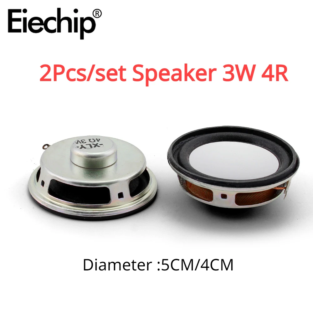 2pcs Mini Speaker 3W 4R Diameter 5CM/4CM Mini Amplifier Loudspeaker Trumpet 3 Watt 4 Ohm 40mm Speakers for Arduino Kit