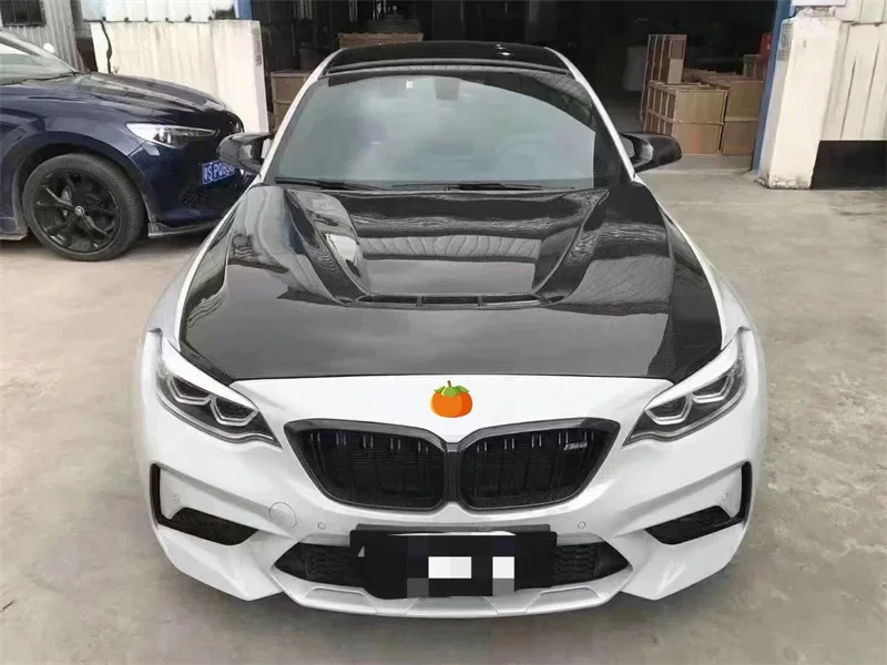 CS Style Real Carbon Fiber Front Bumper Engine Hood Bonnet Vent Cover For BMW M2 M2C F87 F22 2014-2020