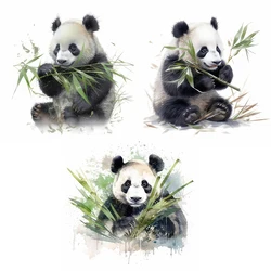 C76# Watercolor panda wall stickers children's room background home decoration mural living room wallpaper funny decals