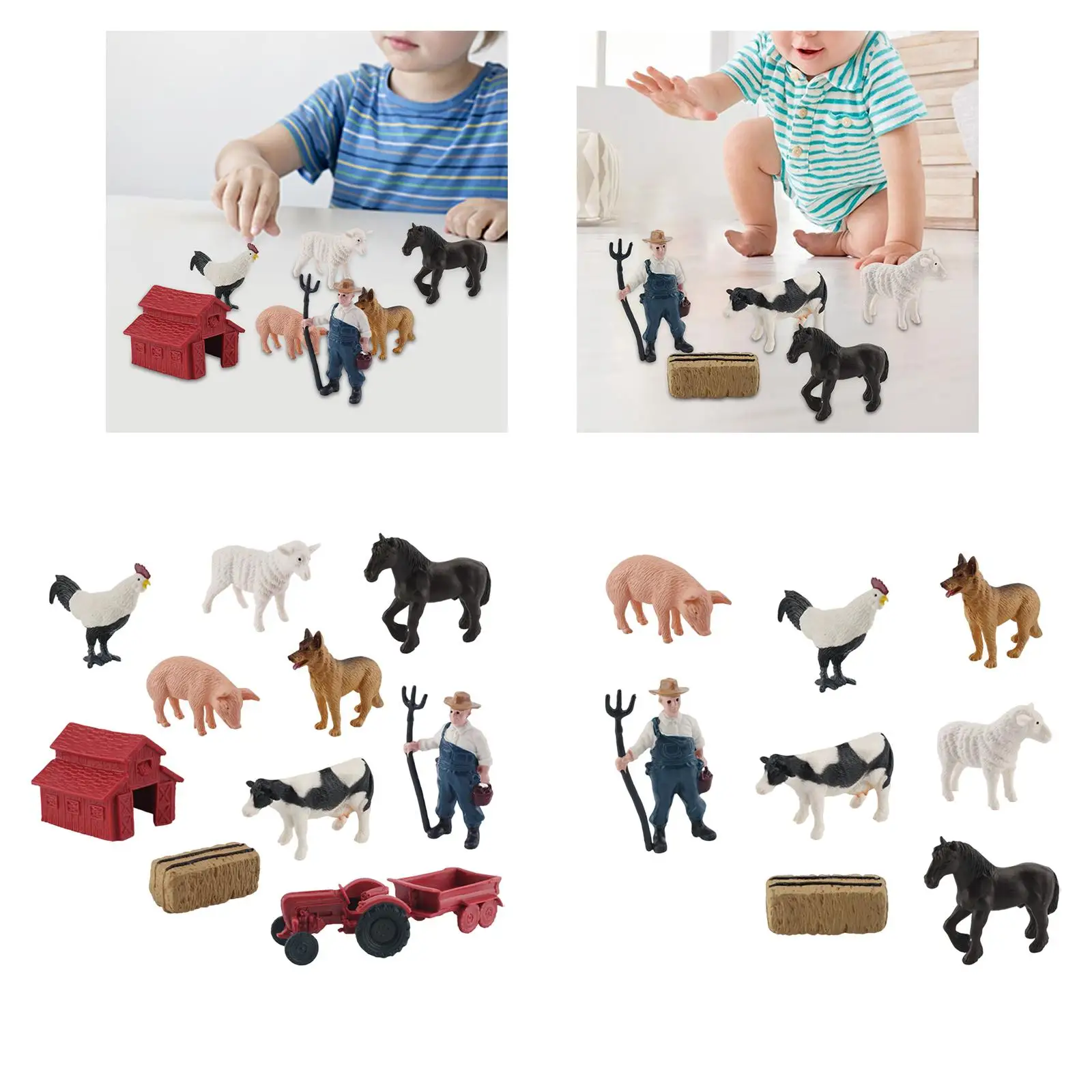 Figuras realistas Farm Animals, Brinquedo educativo precoce para crianças, Crianças