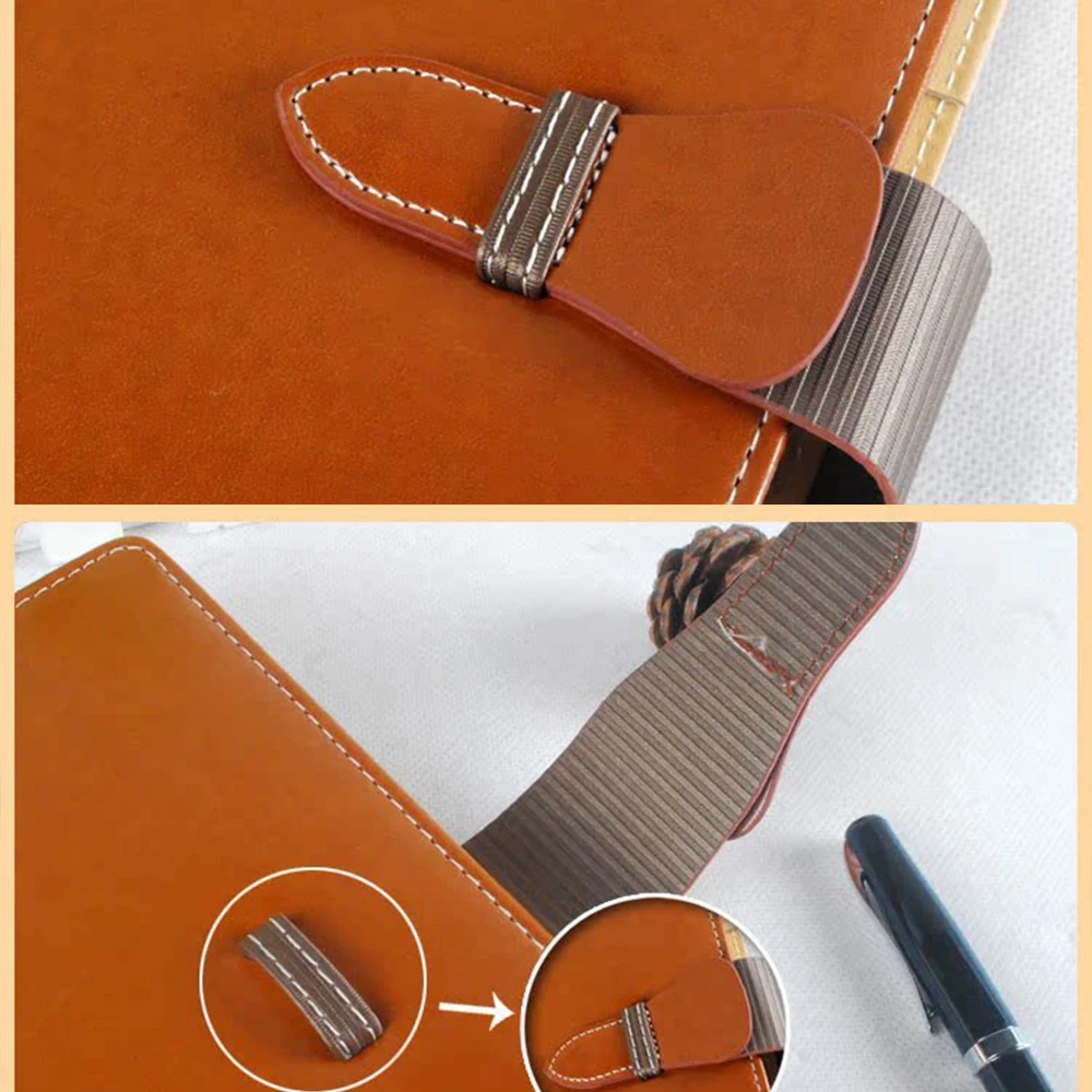 (Can Engrave Logo) A5 Leather Buckle Notebook, Business Meeting Notebook, Student Subject Notebook, Notepad, Diary, Lined Pages