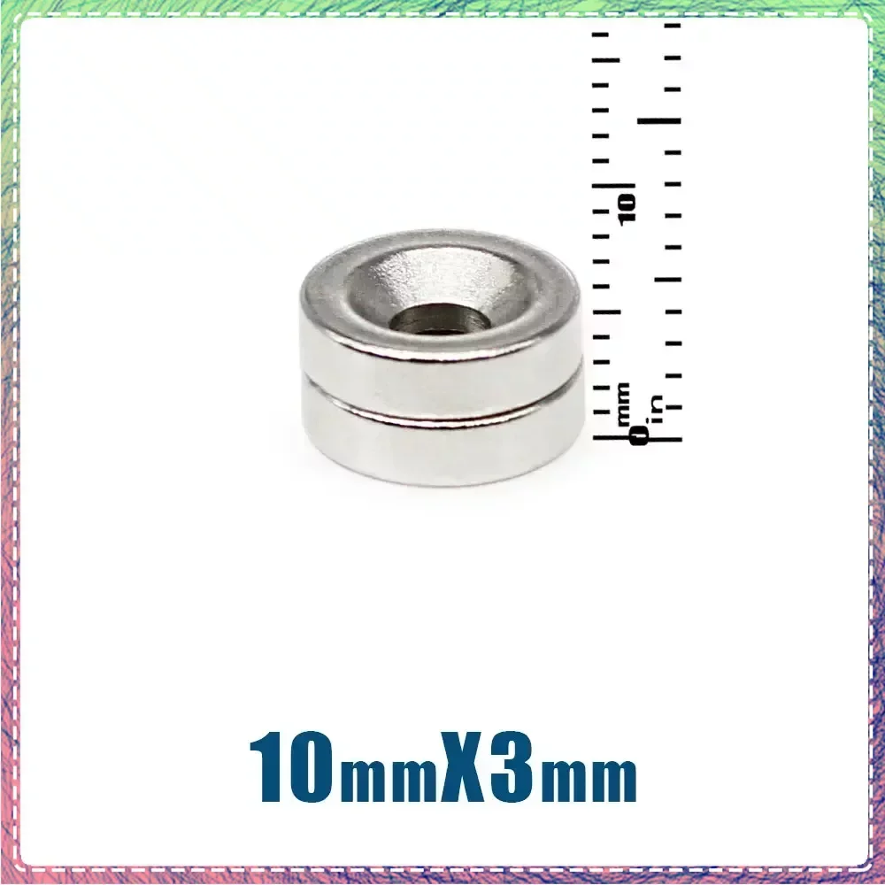 

20/50/100/200PCS 10x3-3mm Small Round Magnet with Hole Super Strong N35 Countersunk Neodymium Magnets Fishing Magnet