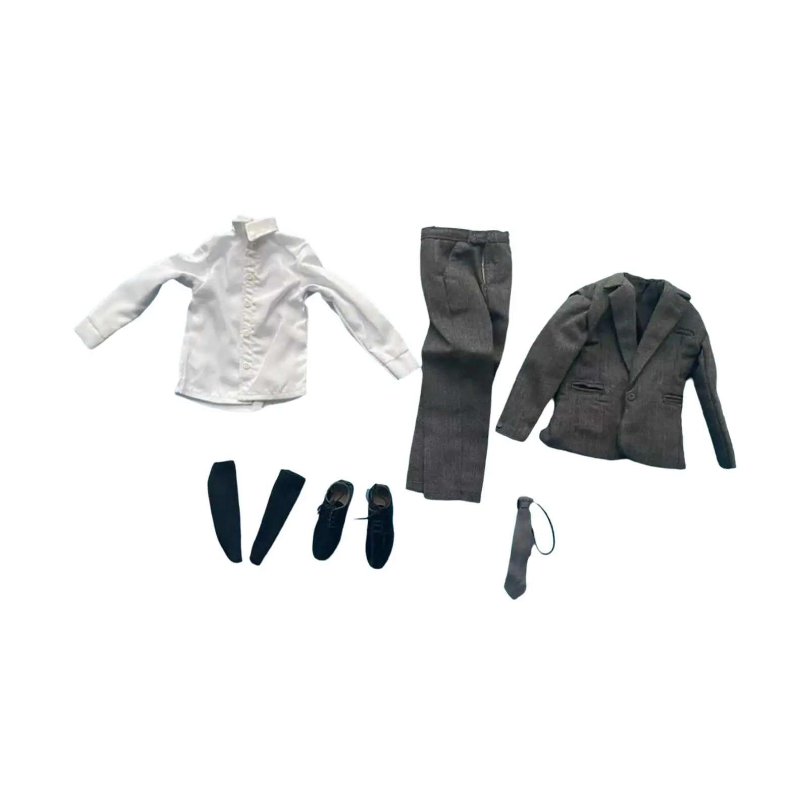 

1/6 Slim Fit Suit Set Socks Shirt Shoes for 12'' Male Dolls Doll Figure