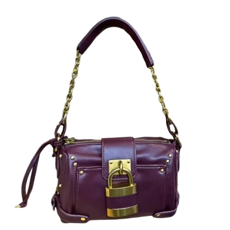 

Classic Retro Buckle Underarm Bag New Stylish Textured Women's Shoulder Bag With Chain Strap High-quality Leather Gold Clasp Bag