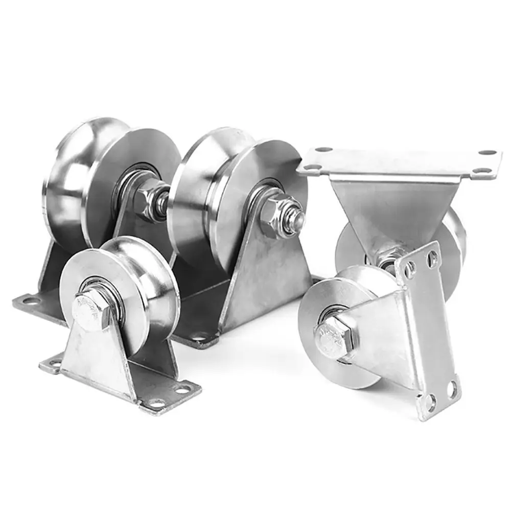 1 قطعة عجلة المسار تحمل بكرة U/V/H على شكل 48 عجلة بكرات الباب المنزلقة سميكة 304/201 الفولاذ المقاوم للصدأ عجلة صلبة #4