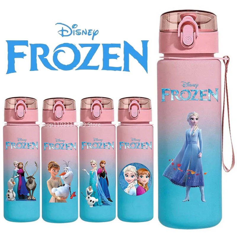 Kubek na wodę Disney Frozen Elsa 650ml Duża Pojemność Butelka Sportowa Outdoor Gradient Kolor Butelka do Picia Przenośny Kubek ze Słomką Prezent