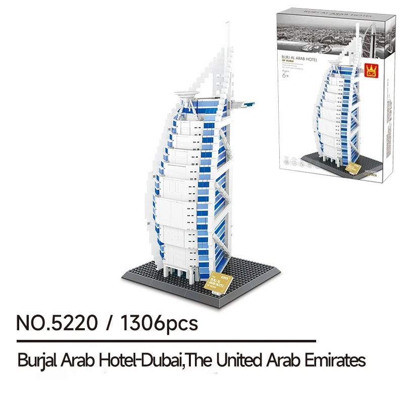 

1306PCS Creative The Burjal Arab Hotel of Dubai Building Blocks Architecture Construction Bricks Toy Gift For Adult Children