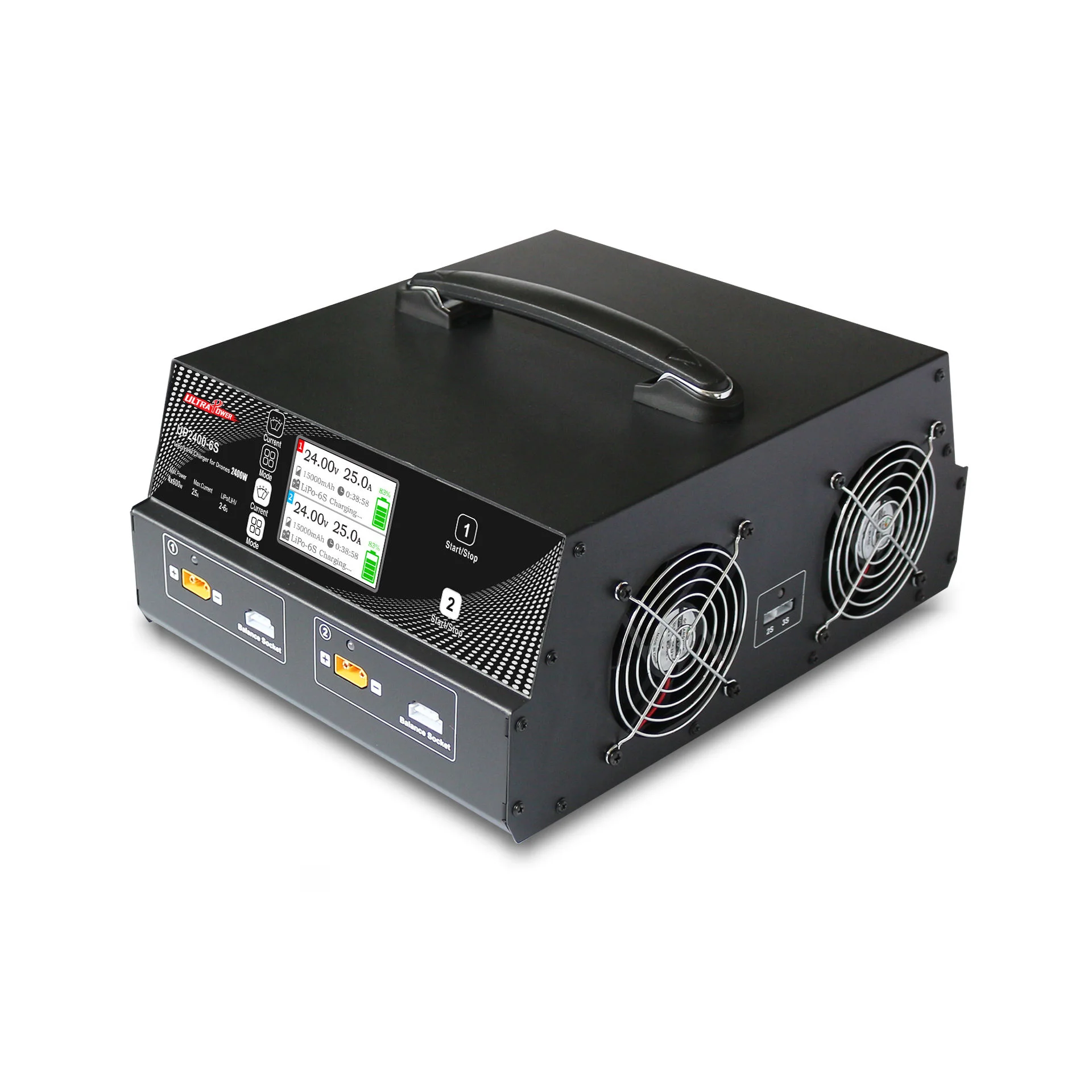 Original Factory UP2400-6S 2400W 25A 2S 3S 4S 5S 6S UAV Charger, Four Channels LiPo/LiHV Battery Charger for Agricultural Area