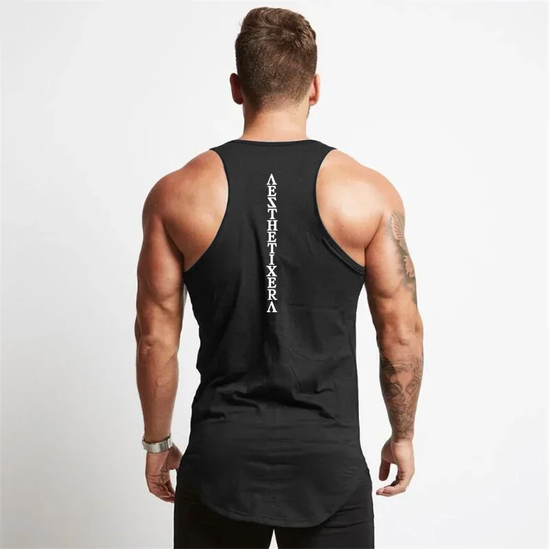 Muscleguys Solid Clothing Gym Stringer Tank Top Men Bodybuilding and Fitness Singlets Muscle Vest sleeveless shirt men