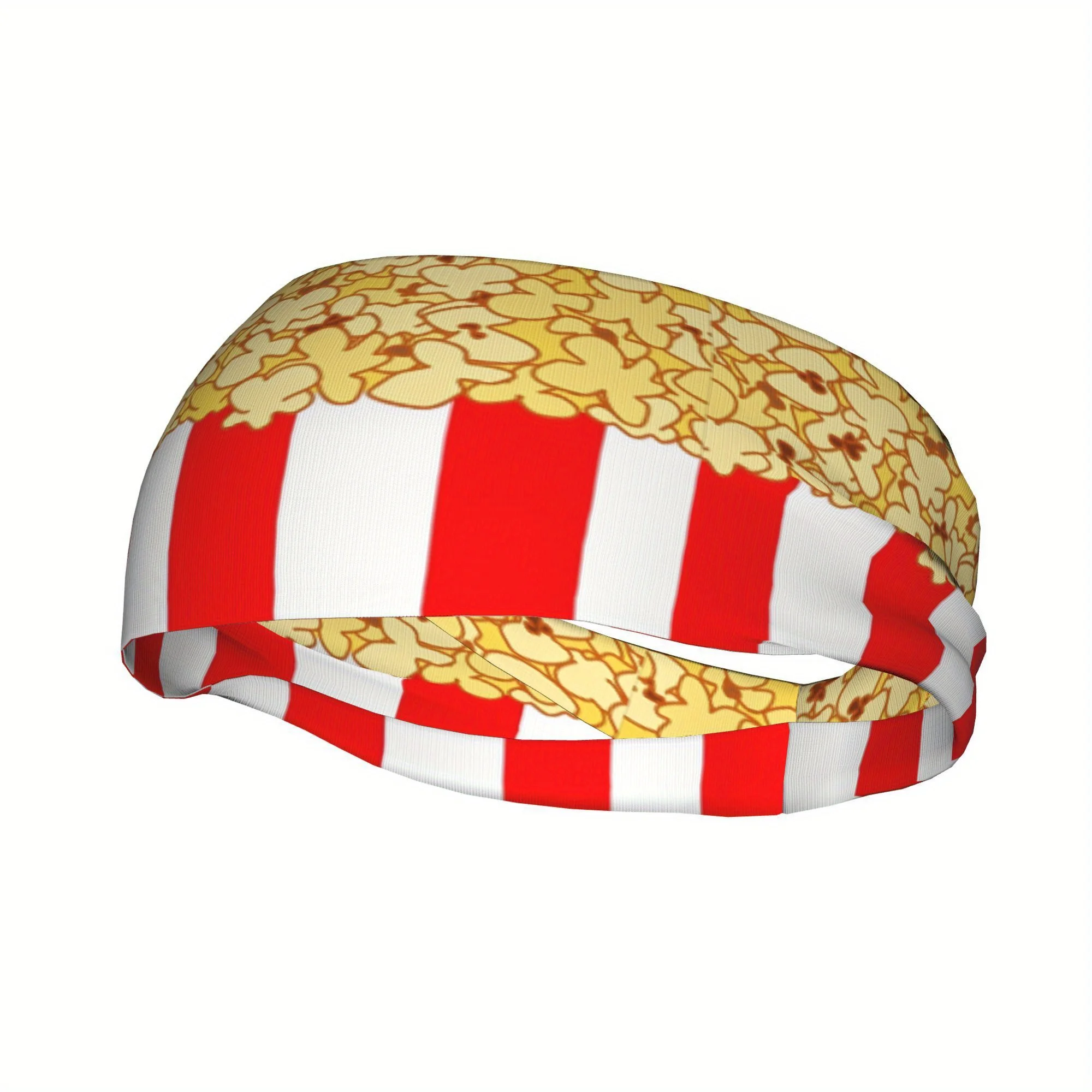 Fun Popcorn Print Headband Sweat Absorbent Sports Hairband for Running Yoga Fitness Elastic Non-slip Food Themed Unisex view 5