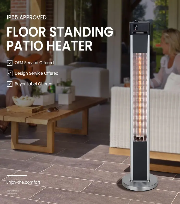 Remote Control 1600W Stand Infrared Floor Aluminium Standing Patio Heater