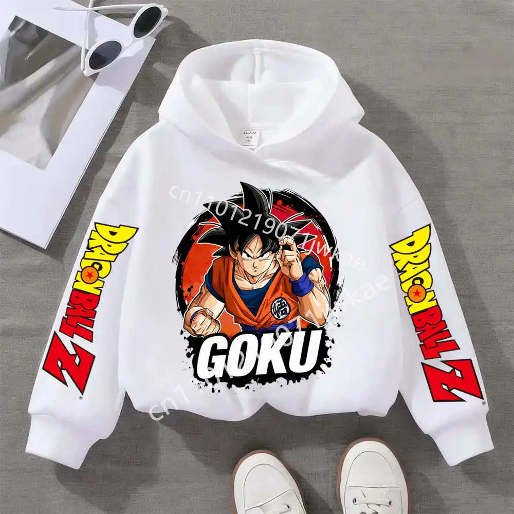 Ropa con estampado de dibujos animados, regalo para niños, sudaderas gruesas de Dragon Ball para niños, sudadera de Anime Goku, sudadera con capucha para niños y niñas
