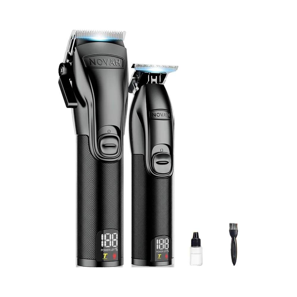 Novah Professional Men's Cordless Hair Clippers & Trimmer Set-Barber Haircut Kit With Fade Attachment