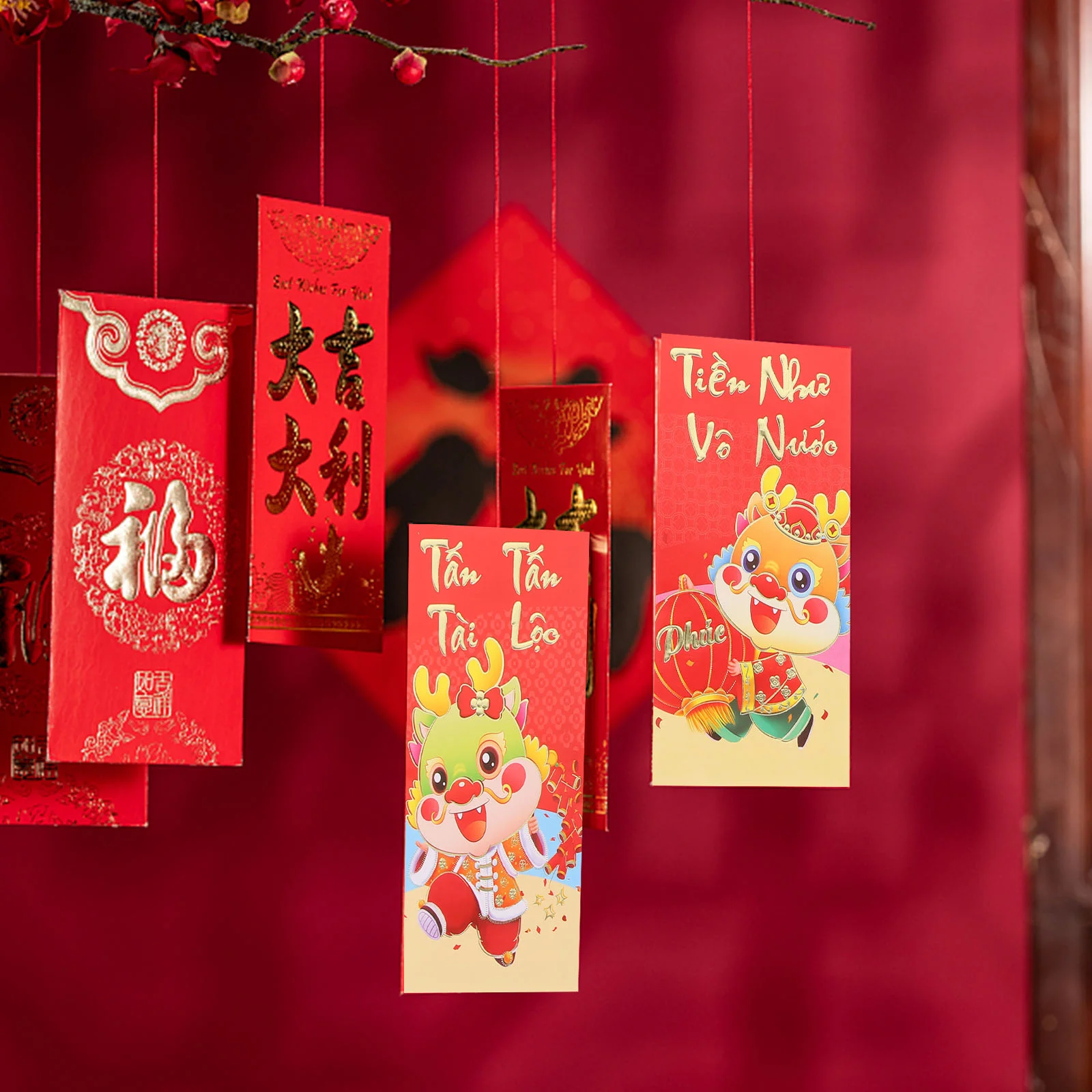 Vietnamese New Year Red Envelopes Year The Dragon Hong Bao Red Envelopes 2024 Lucky Money Envelopes Red Packet Spring Festival