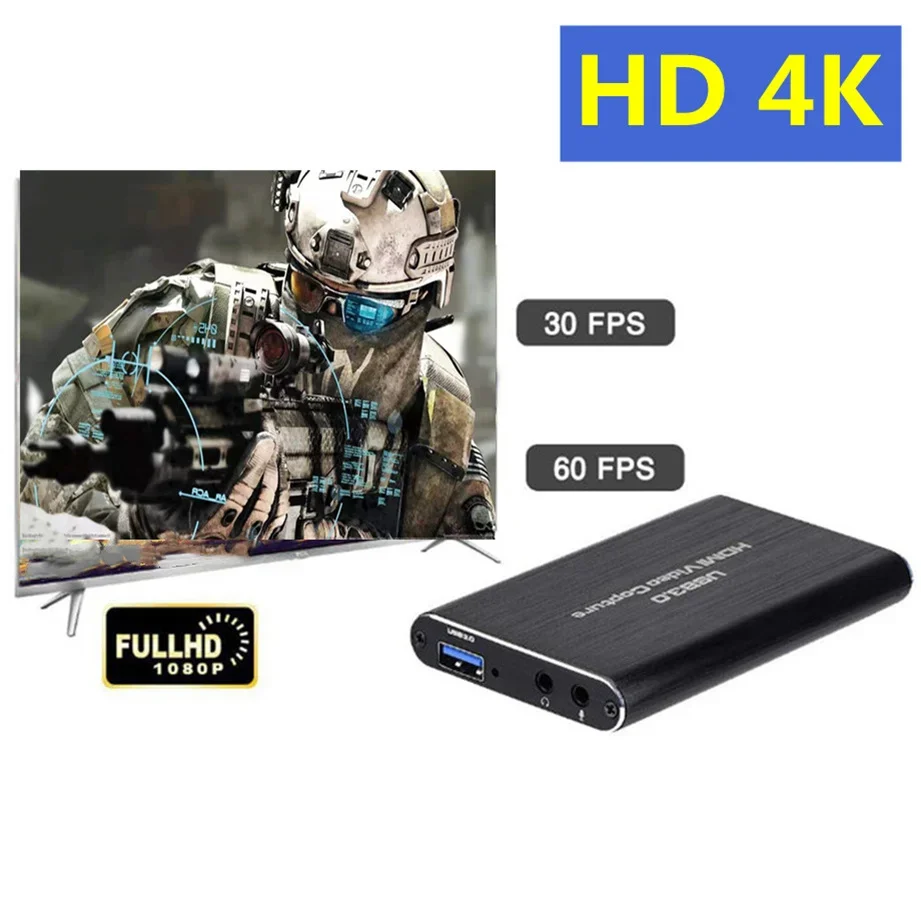 4K USB 3.0 Video Capture Card HD-compatible 1080P 60fps HD Video Recorder Grabber For OBS Capturing Game Card Live