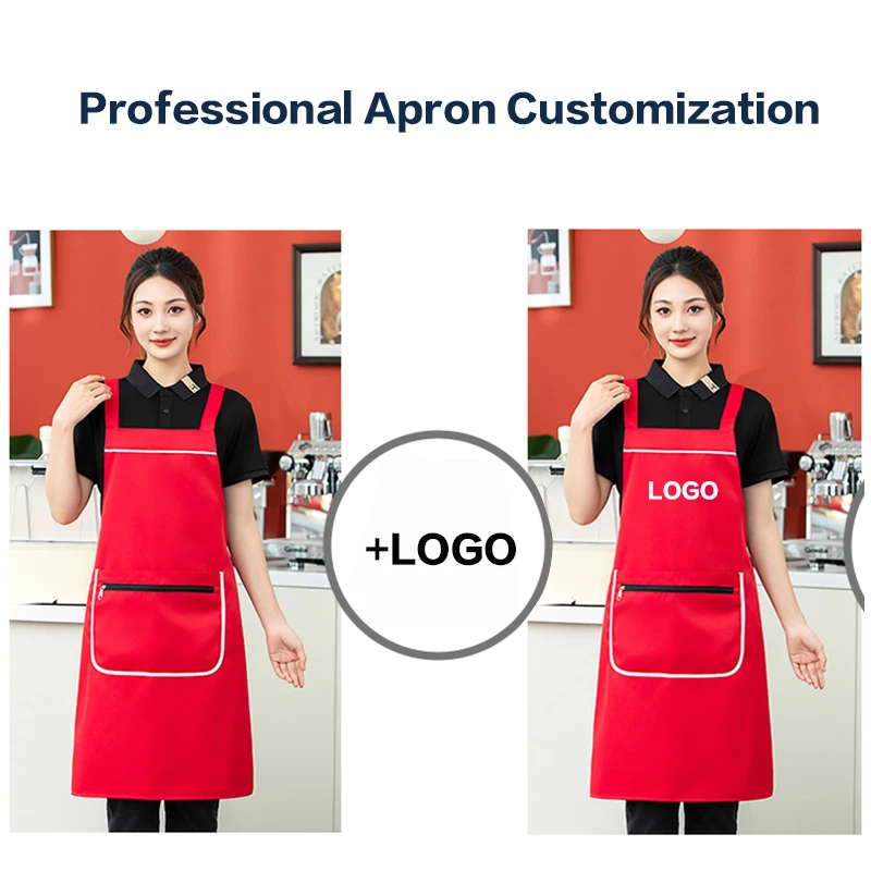 Workwear With Waterproof Pockets Zippered Aprons Chefs Waiters Coffee And Milk Tea Shops Printed With Logos On Work Clothes