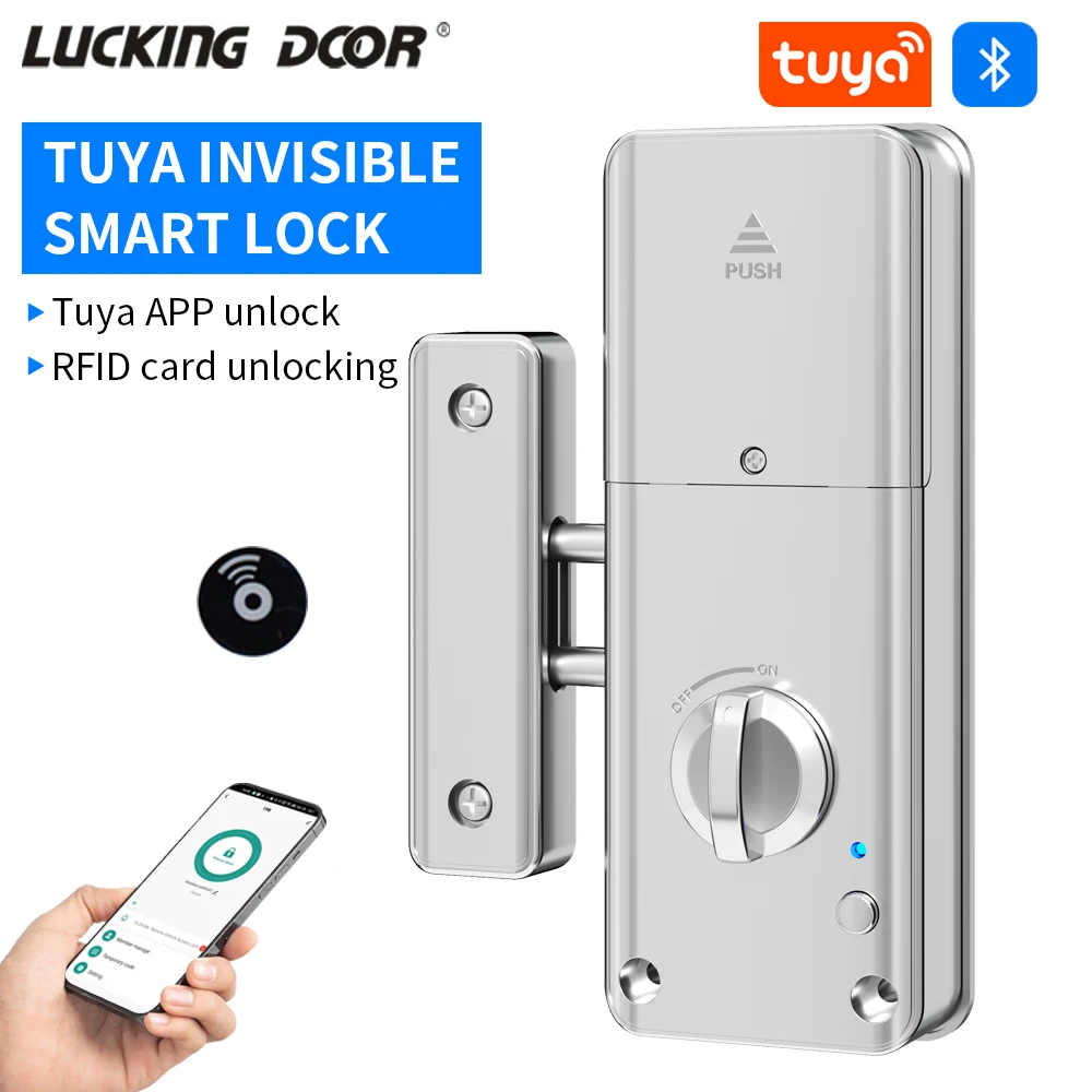 Tuya App Aluminum Bluetooth Electronic Smart Door Lock handle Digital Keyless Lock for Metal or Wooden Door M1 Gateway to Wifi