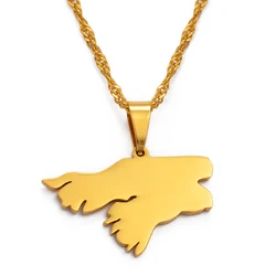 Anniyo Guinea Bissau Map Pendant & Necklace Gold Color African Countries Guine-Bissau Jewelry #024221