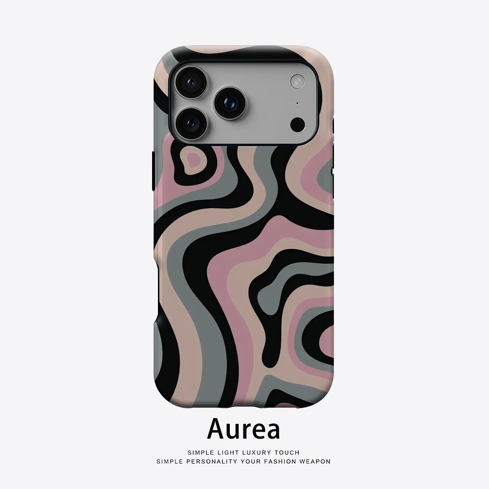 Rosa-graue Wirbel-Handyhülle für magnetische Handyhülle für iPhone 17 16 15 14 13 Pro Max Plus, einzelne doppelschichtige robuste Hülle