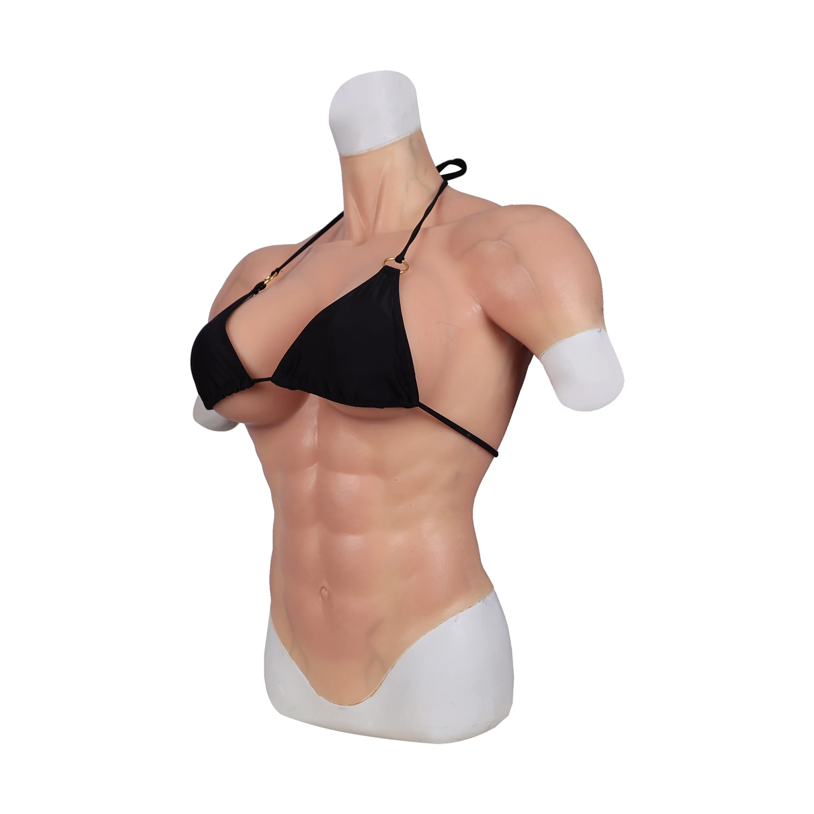 Roanyer Female Muscle Suit D Cup Fake Boobs Realistic Macho Belly Costumes for Crossdresser Drag Queen Cosplay