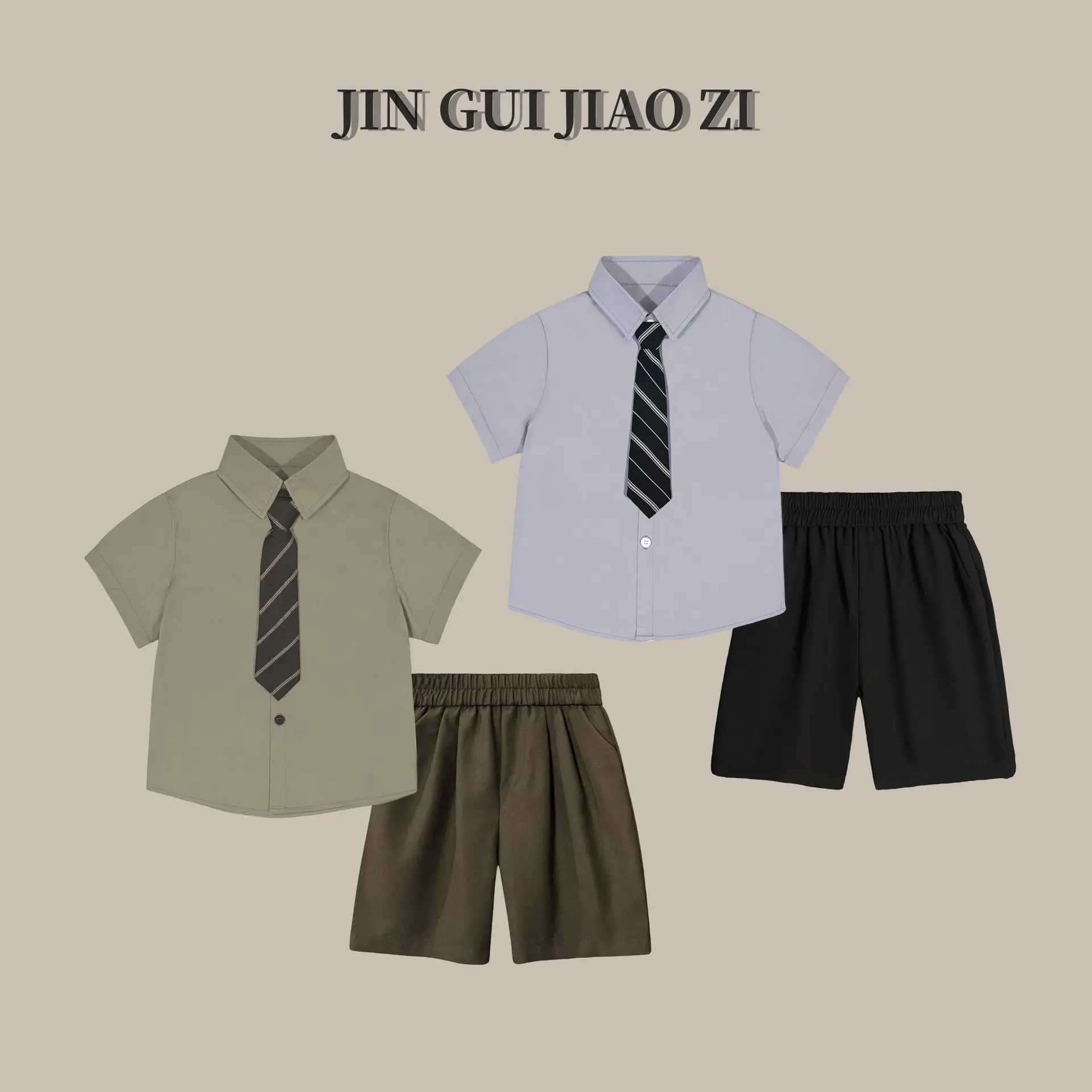 Korean Style A Summer Boy's Suit Kids Shirt + Necktie + Pant Children's Sets Dropshipping