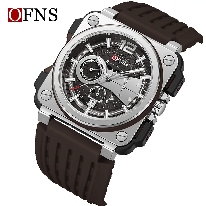 Quartz Watches for Men Sport Military 50m Waterproof Luminous Date Chronograph Men's Watches Silicone Men's Watches