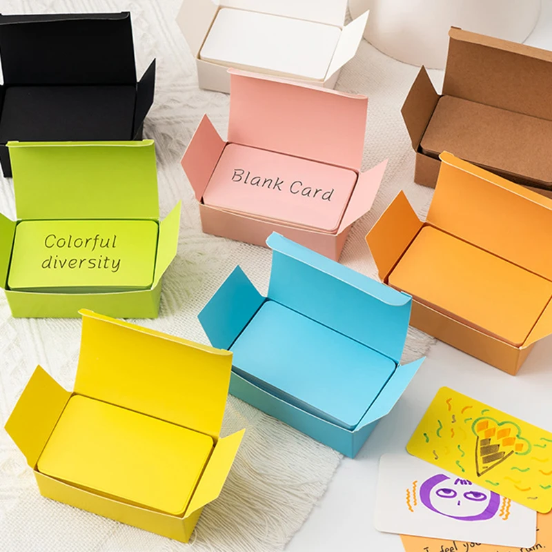100 Sheets Per Box Colored Blank Flash Cards Thick Hard Paper DIY Hand Drawn Literacy Recognition Cards