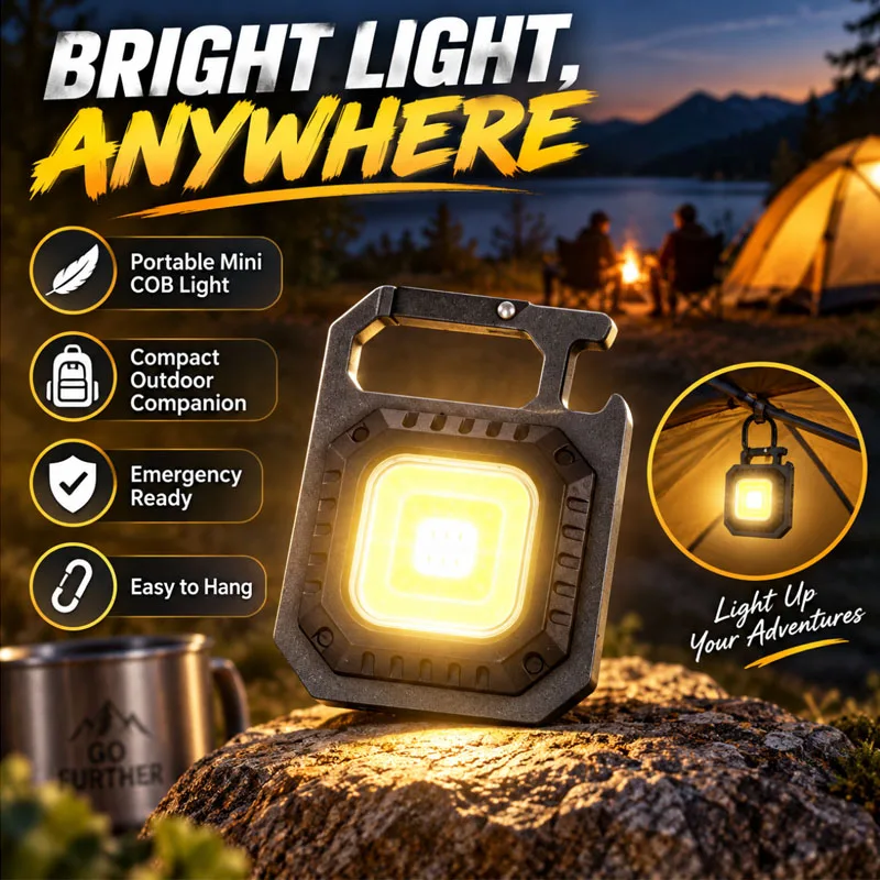 Portable LED Flashlight Mini Keychain Light Rechargeable Multi-color Lighting Carabiner and Bottle Opener for Outdoor Activities