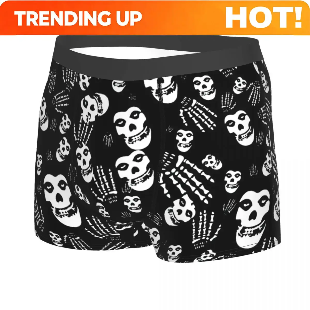Custom Misfits Skull Underwear Men Stretch Heavy Metal Music Boxer Briefs Shorts Panties Soft Sexy Underpants